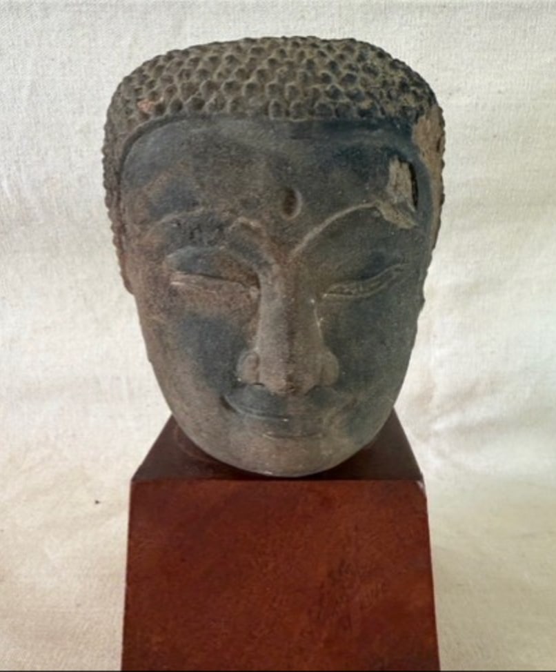 Southeast Asian Sandstone Head of the Buddha, Probably Khmer Style, 12th–14th Century (or later) (1 of 7)