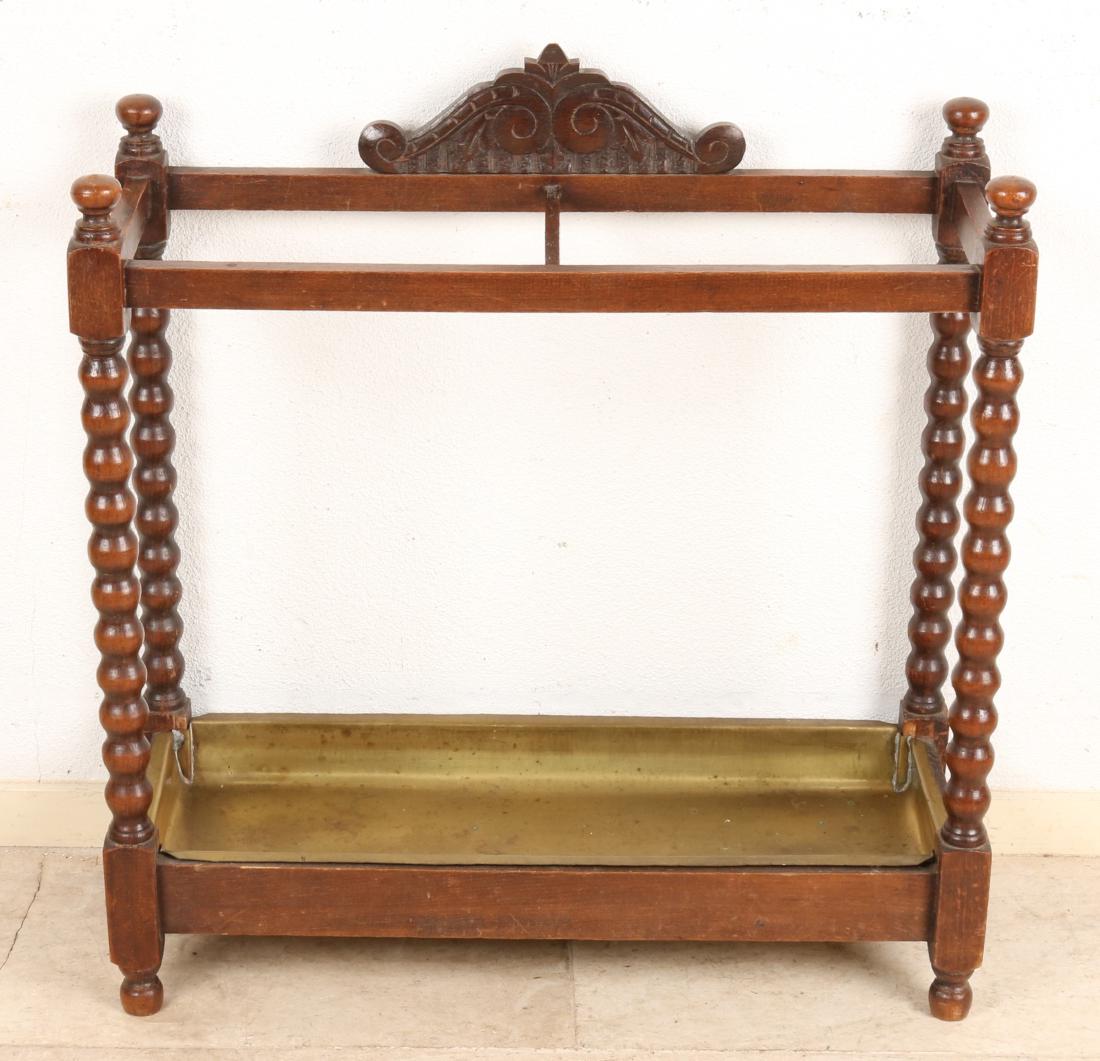 Antique Oak Umbrella Stand With Drip Tray. Circa 1920.