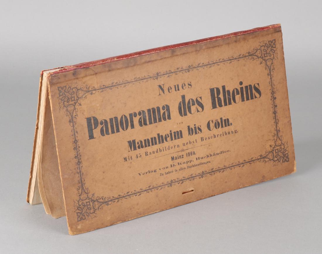 Nose panorama des Rheins Mannheim bis Cöln. With forty-five engravings about the: Nose panorama des Rheins Mannheim bis Cöln. With forty-five engravings about the course of the Rhine 1869. David Kapp. Minimal moisture stains. Size: 30 x 17 x 1 cm. In good condition.