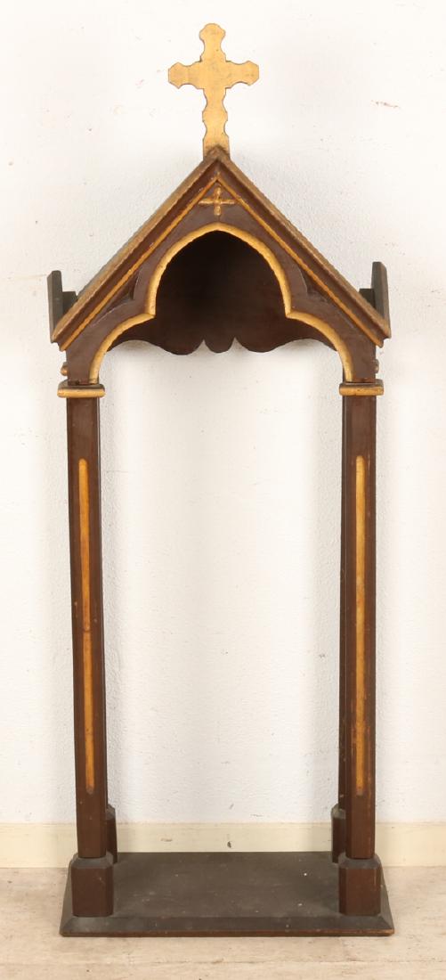 19th Century wood-stoned sacred image altar with original polychromy. Size: 107 : 19th Century wood-stoned sacred image altar with original polychromy. Size: 107 x 38 x 22 cm. In good condition.