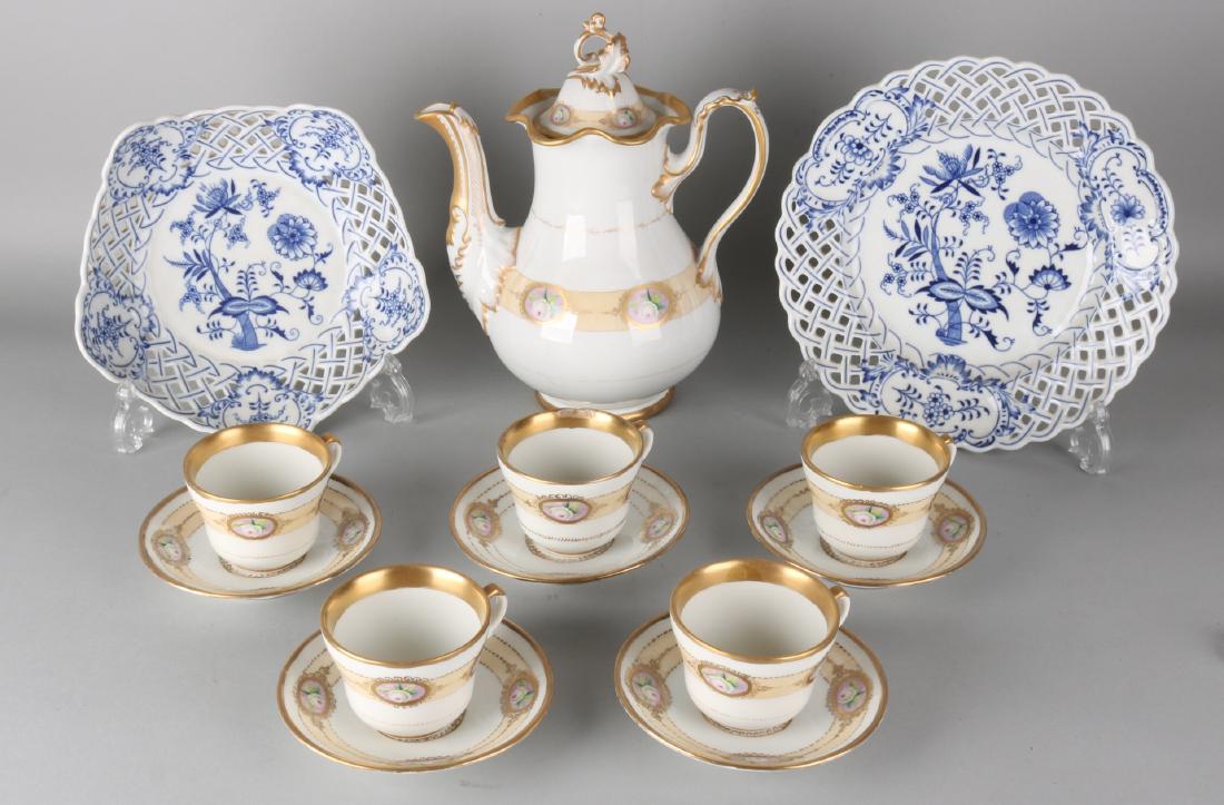 Antique German KPM porcelain tea set with two