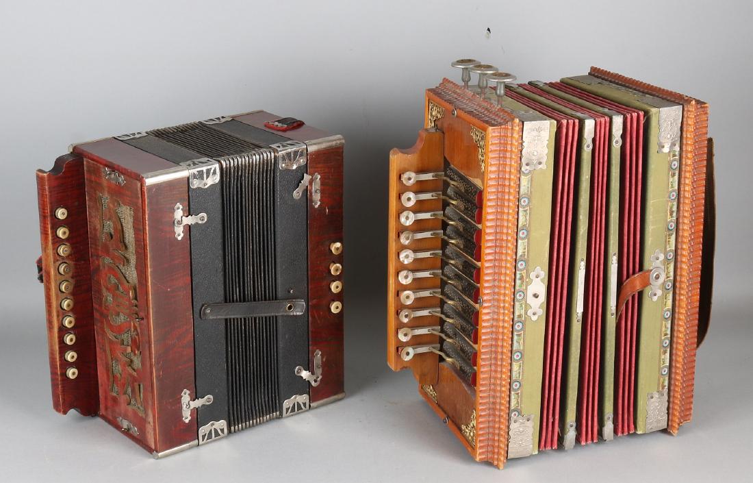 Twice antique German accordions. Circa 1900. Once