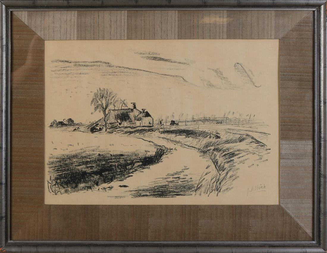 Jan Altink. 1885 - 1971. Groningen landscape.: Jan Altink. 1885 - 1971. Groningen landscape. Lithography on paper. Dimensions: 50 x 35 cm. In good condition.