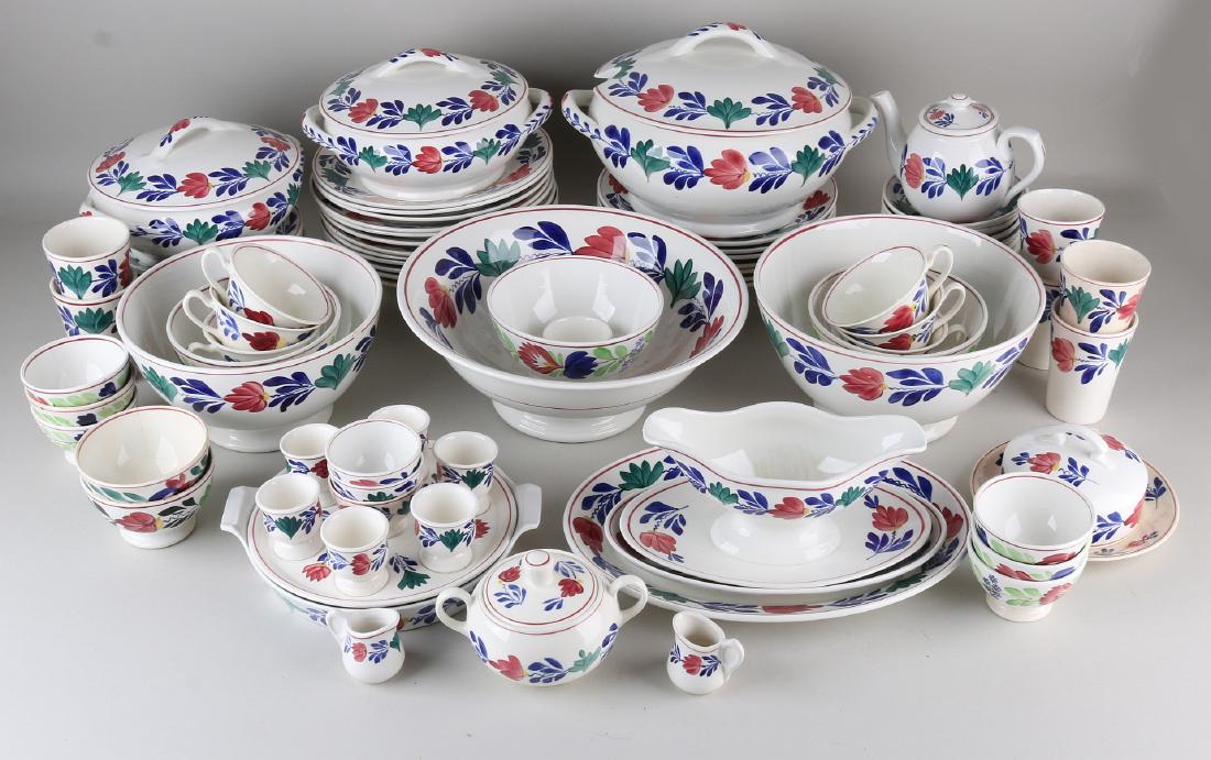 Great antiques Societé Ceramique Maastricht Boerenbont: Great antiques Societé Ceramique Maastricht Boerenbont service. Circa 1900. Consisting of: 28 plates, tea pot, sugar / milk set, cream jugs, egg cup set, butter dish, 2 dishes, 3 high dishes, 3 lid t