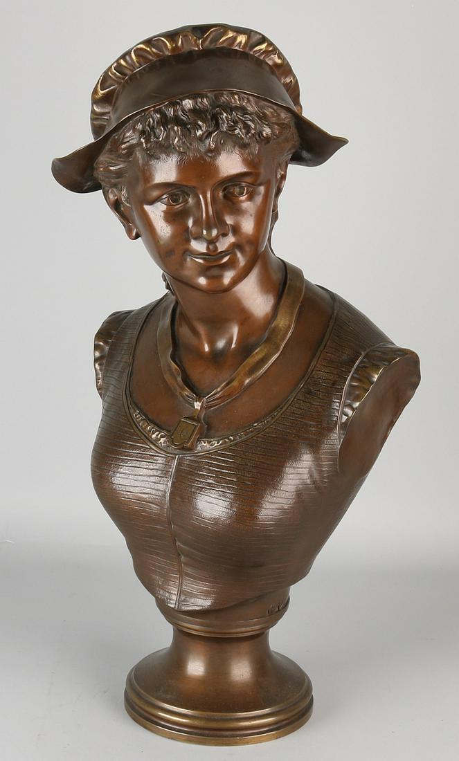 Large antique bronze bust by Leon Spilliaert. 1881 - (1 of 1)