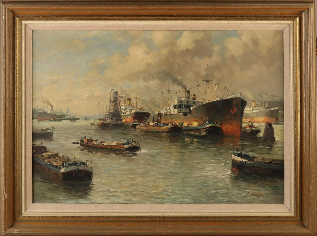 Jan van Delden ca 1930 Rotterdam harbor scene with (1 of 1)