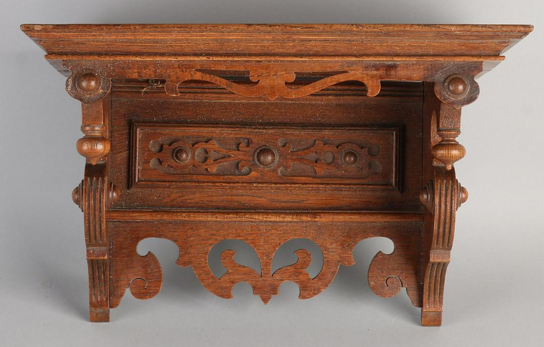 German Gründerzeit oak wall clock console. Circa 1880. (1 of 1)