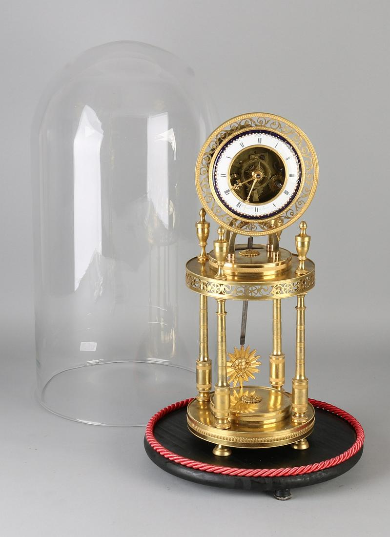 Antique fire gilt bronze Louis XVI mantel clock under (1 of 2)