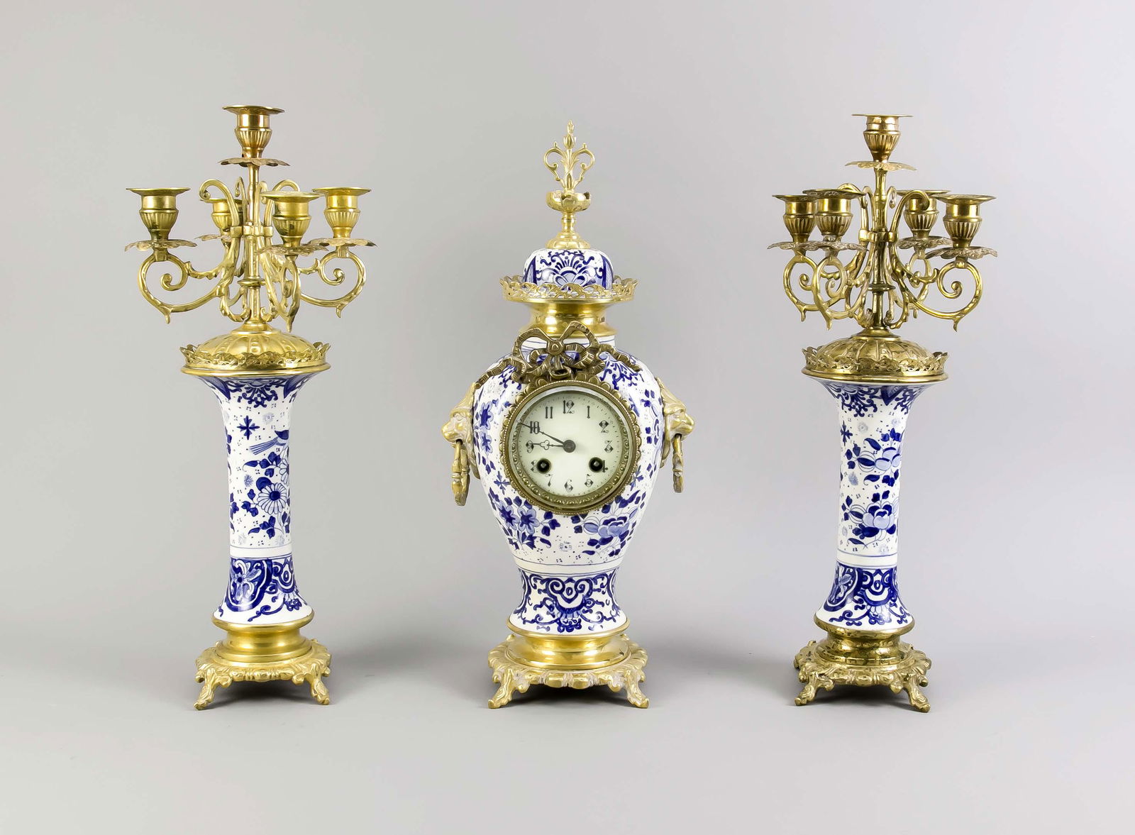 Antique clocks Fayence couple with brass. Approximately (1 of 1)