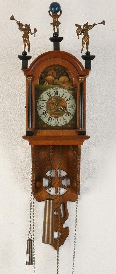 Old oak Frisian skipper little tail clock with moon (1 of 2)