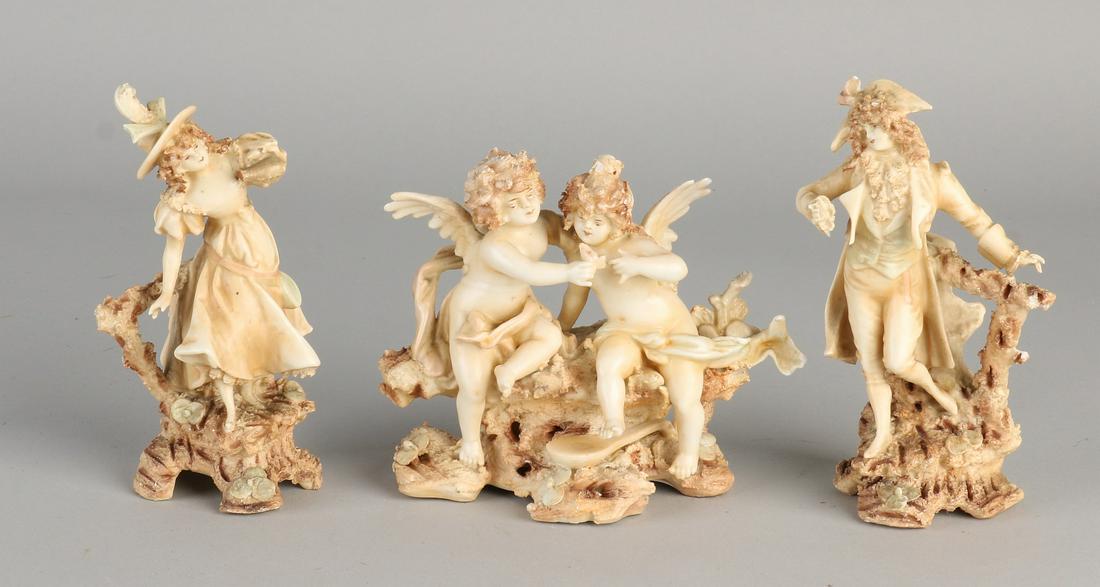 Three antique porcelain bisquit figures. Ansbach? Circa (1 of 1)