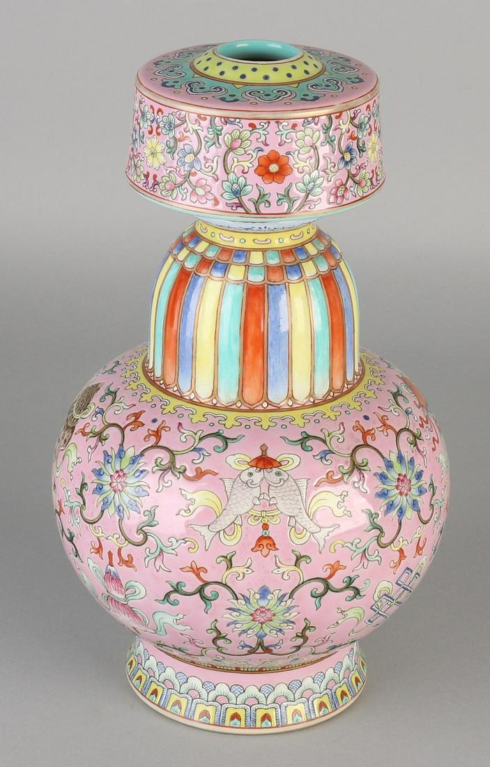 Rare Chinese porcelain vase with floral Rose Family / (1 of 3)