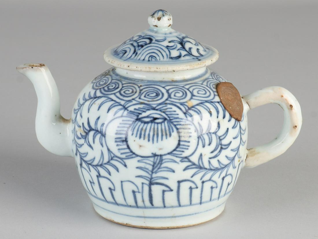 19th Century Chinese porcelain teapot with floral (1 of 3)