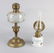 Two antique kerosene lamps. One Jugendstil glass
