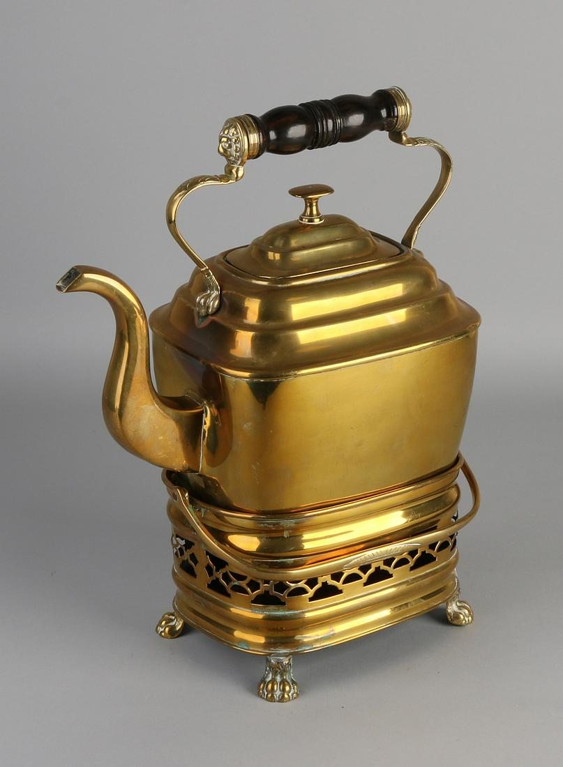 19th century brass tea pot on original stove with (1 of 2)