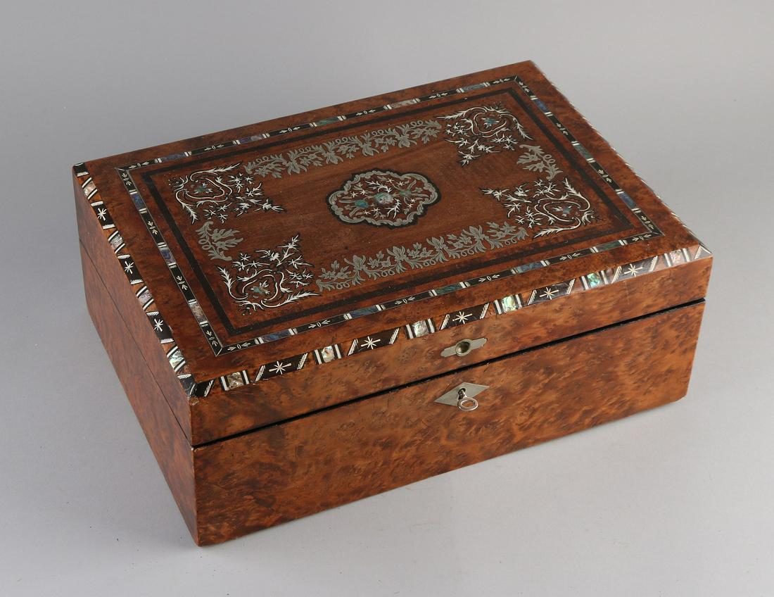 Beautiful 19th century burr walnut writing box with (1 of 2)