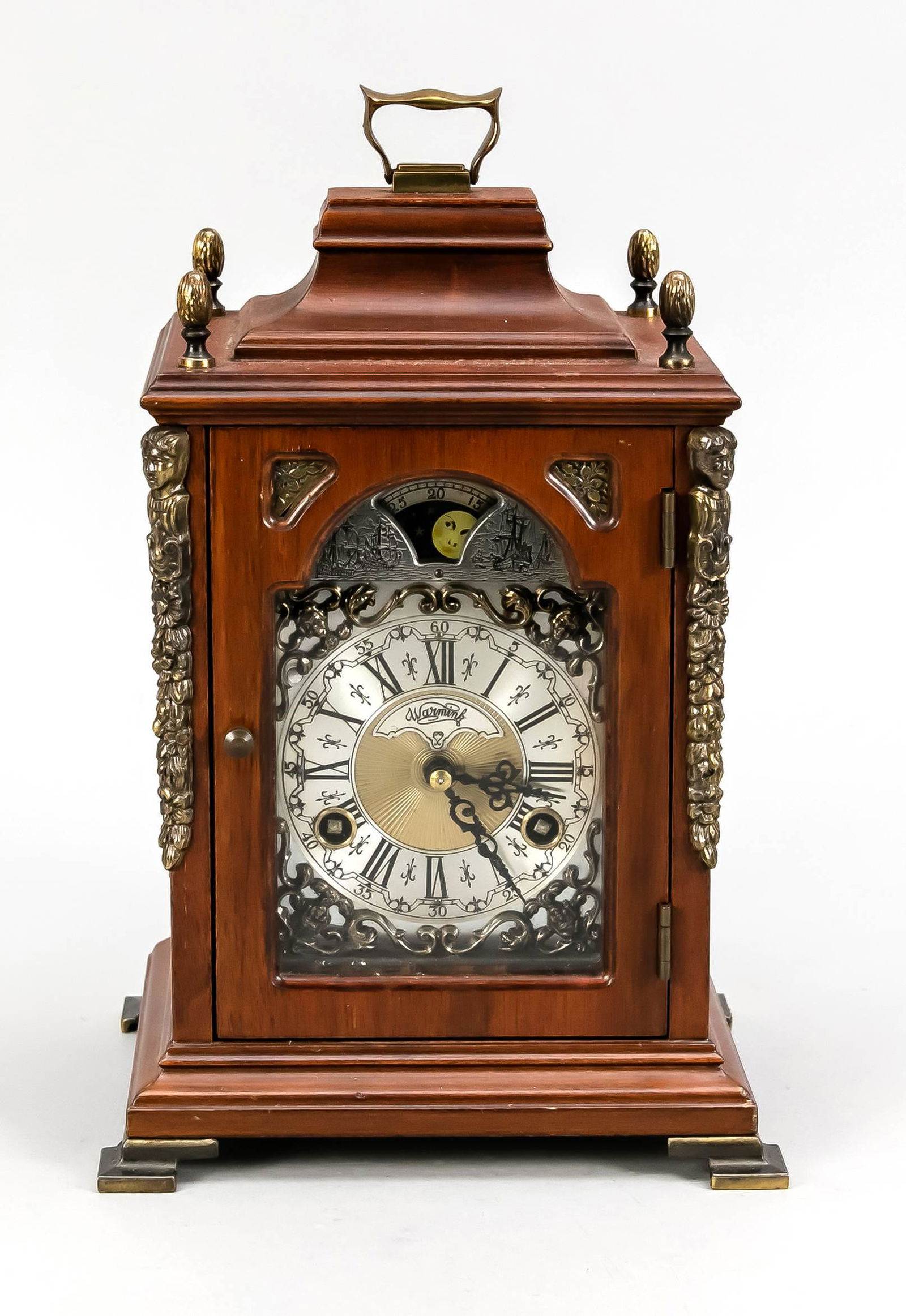 Mahogany Warmink table clock with moon phase and bronze (1 of 1)