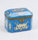 19th century blue glass lidded box with gold colored