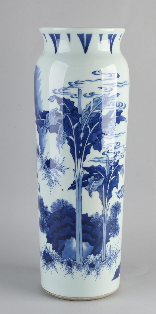 Large Chinese porcelain scroll vase with blue / white (1 of 3)