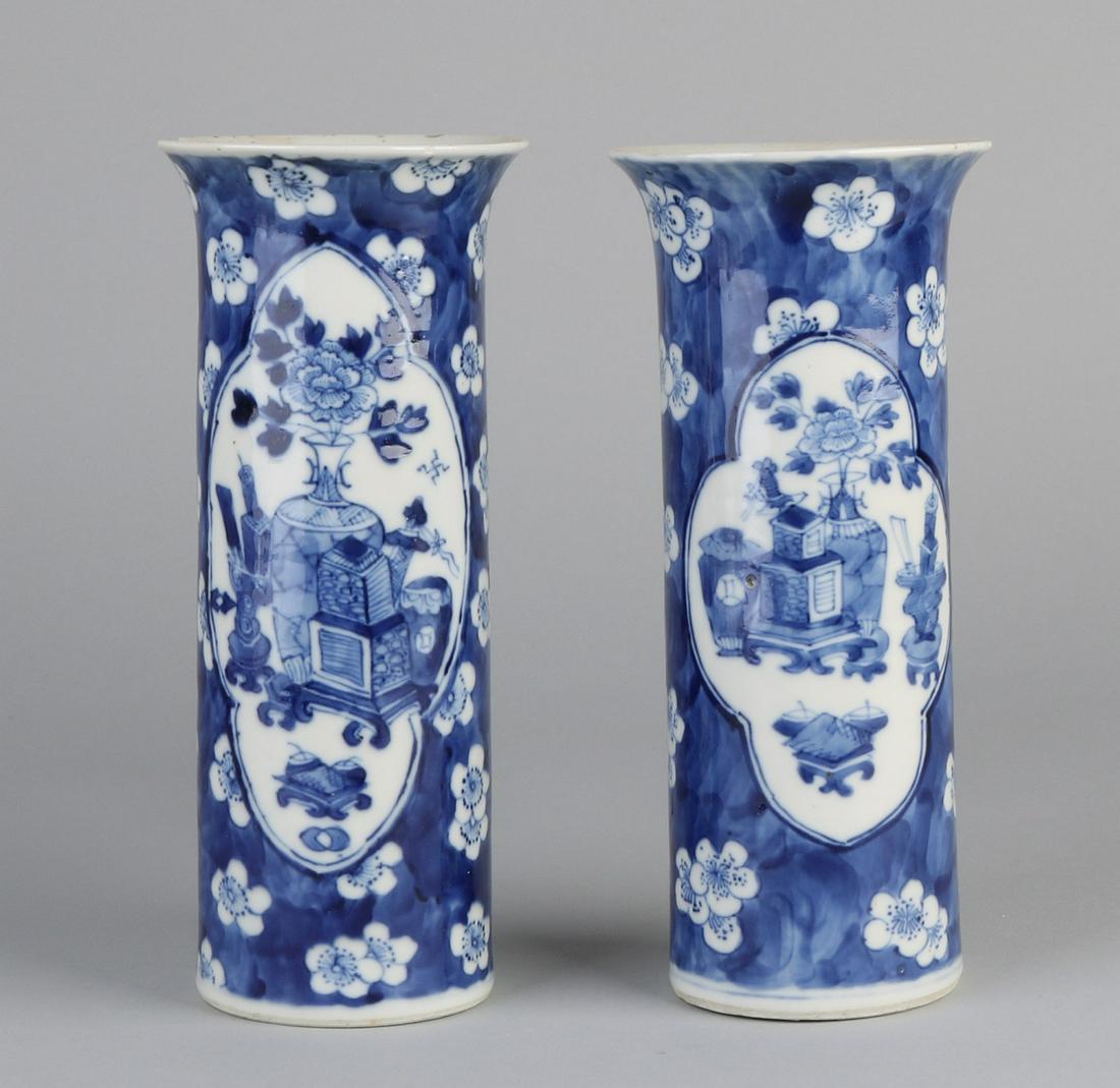 Two 19th century Chinese porcelain vases with four (1 of 2)