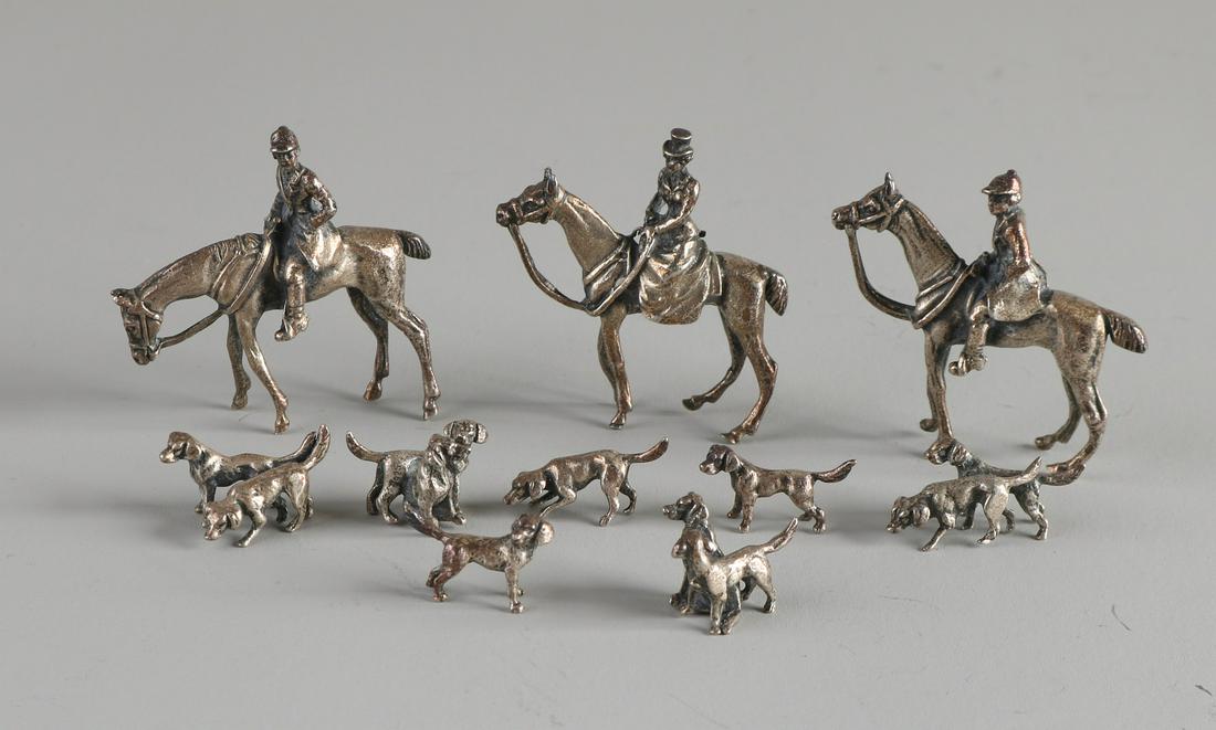 Silver miniatures, 925/000, hunting scene, with 3 (1 of 1)