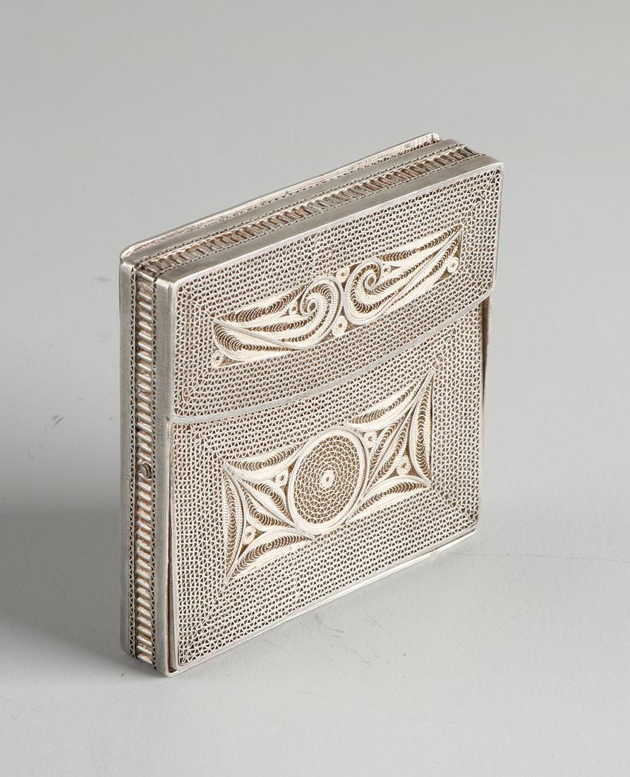 Silver card holder, BWG, square model with filigree (1 of 2)
