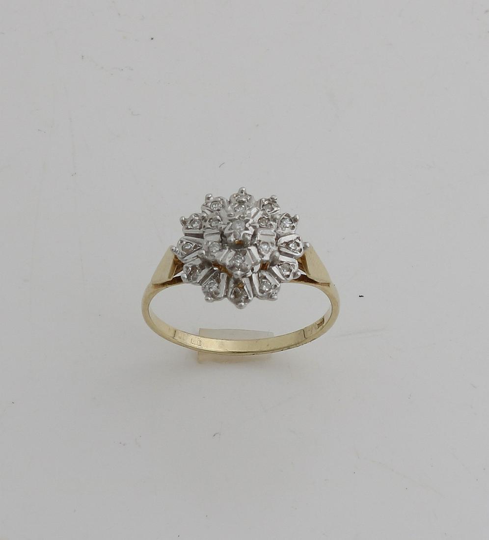 Yellow gold ring, 585/000, with diamond.  Ring with (1 of 1)