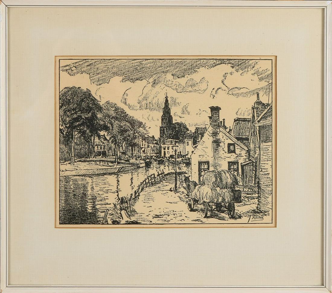 Jan Altink. 1885 - 1971. Winschoterdiep. : Jan Altink. 1885 - 1971. Winschoterdiep. Lithograph on paper. Dimensions: H 24 x W 31 cm. In good condition.