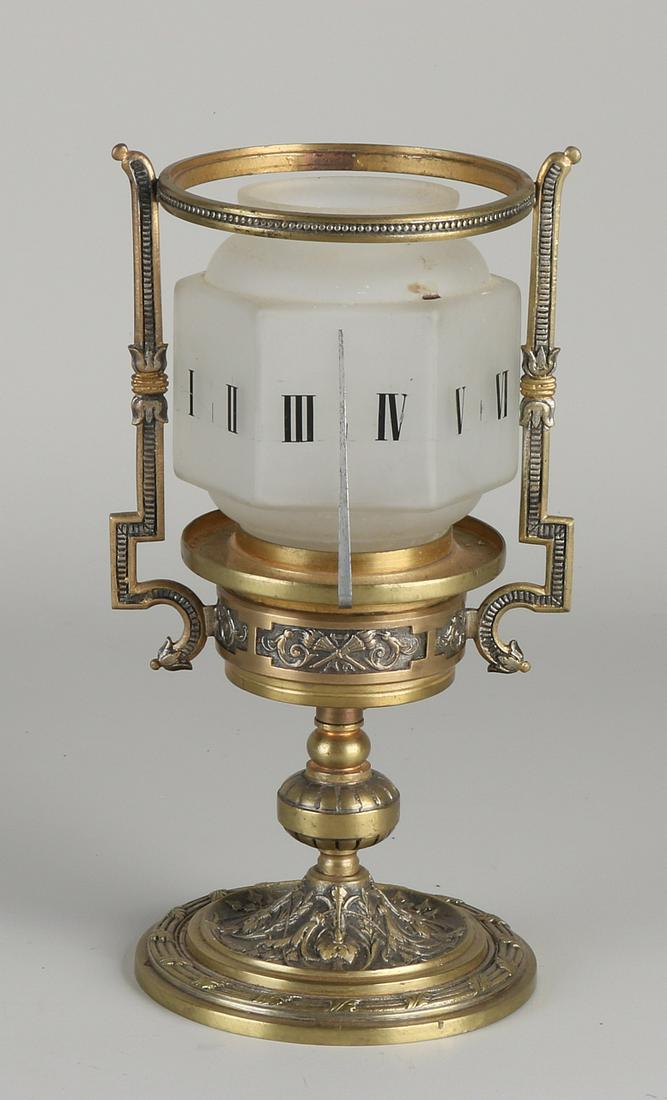 Antique French brass Tournant night clock, for (1 of 2)