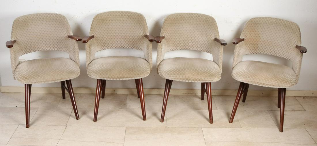Four 50s - 60s chairs by Cees Braakman. So-called: Four 50s - 60s chairs by Cees Braakman. So-called Pastoe chair. Teak with velor upholstery. Size: 79 x 47 x 59 cm. In very good condition.