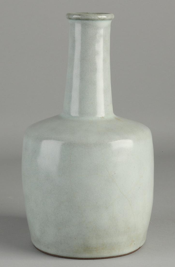 Chinese porcelain bottle vase with gray glaze.  (1 of 2)