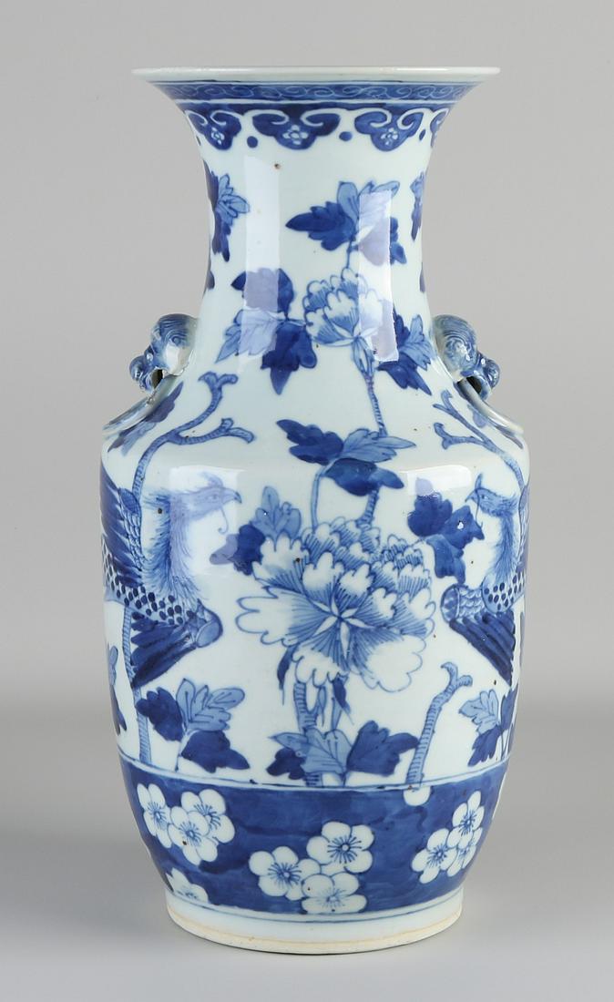 Large 19th century Chinese porcelain vase with bird of (1 of 3)