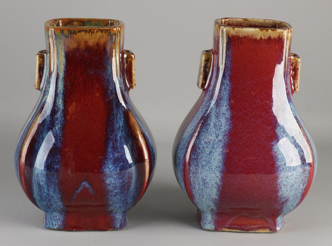 Two large red-blue Chinese porcelain vases with bottom (1 of 3)