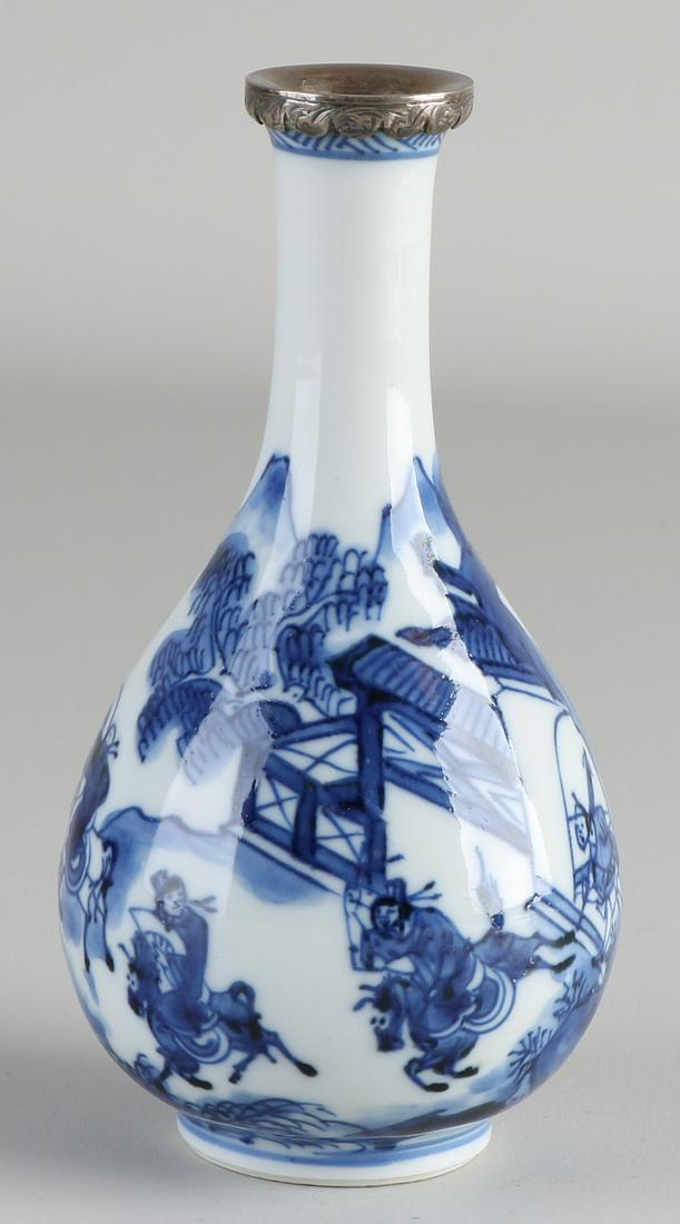 Chinese porcelain Kang Xi vase with horsemen in (1 of 3)