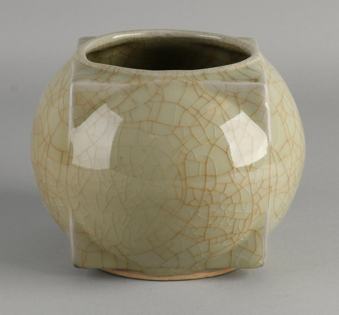 Large Chinese porcelain celadon vase with green crackle (1 of 3)