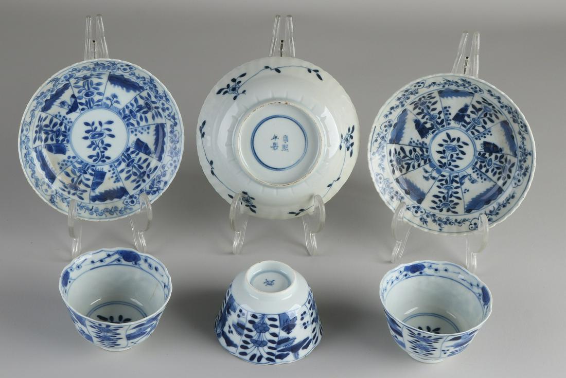 Three 19th century Chinese porcelain cups and saucers (1 of 1)