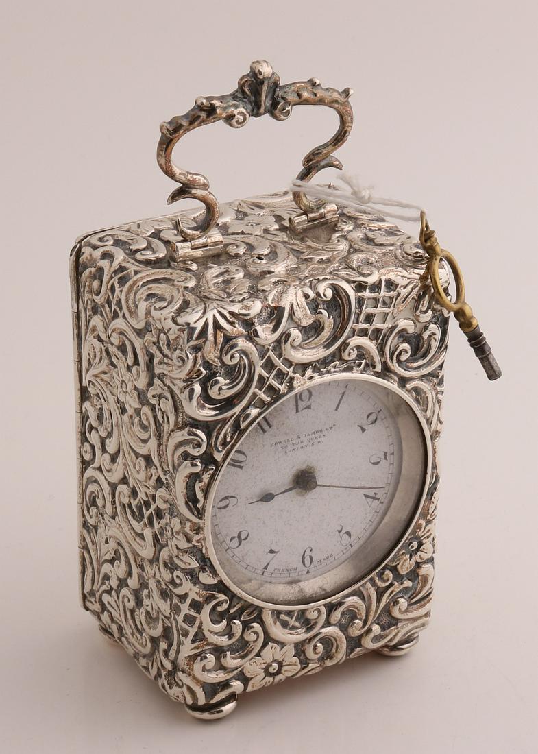 Silver travel alarm clock, 925/000, in a rectangular (1 of 3)