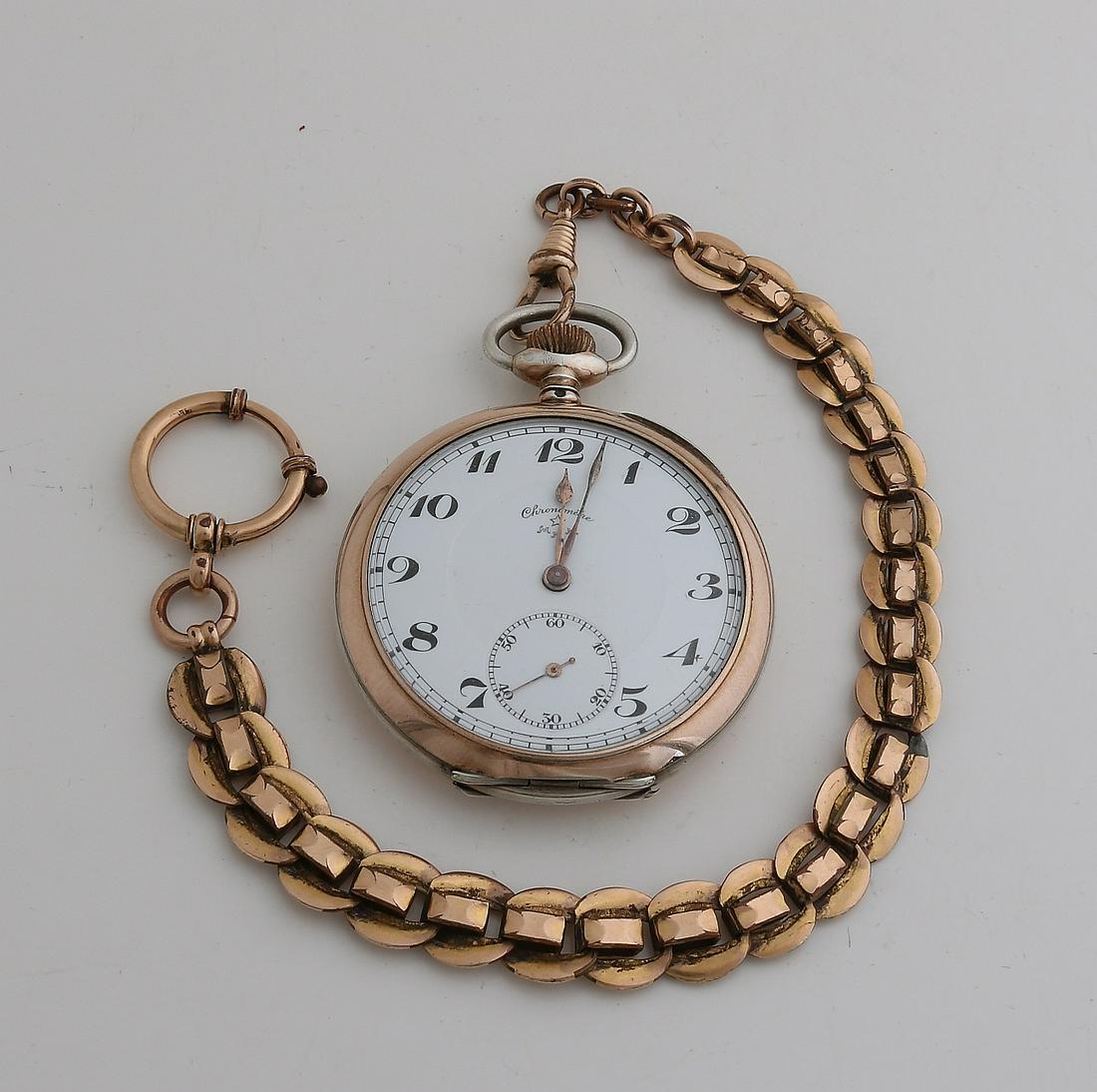 Silver pocket watch, 800/000, with rose gold plated on (1 of 1)