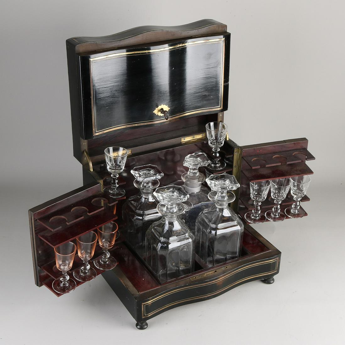 19th Century French rosewood boulle liqueur cellar with (1 of 2)