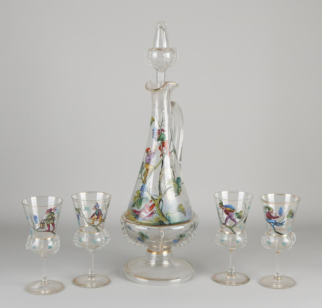 Antique German Jugendstil glass carafe set.  (1 of 4)