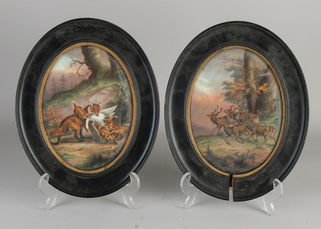 Two 19th century hand-painted porcelain plaques in (1 of 1)