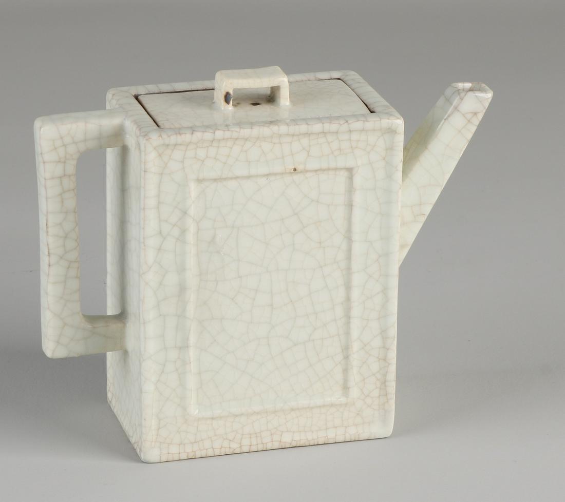 Chinese porcelain teapot with white crackle glaze.  (1 of 3)