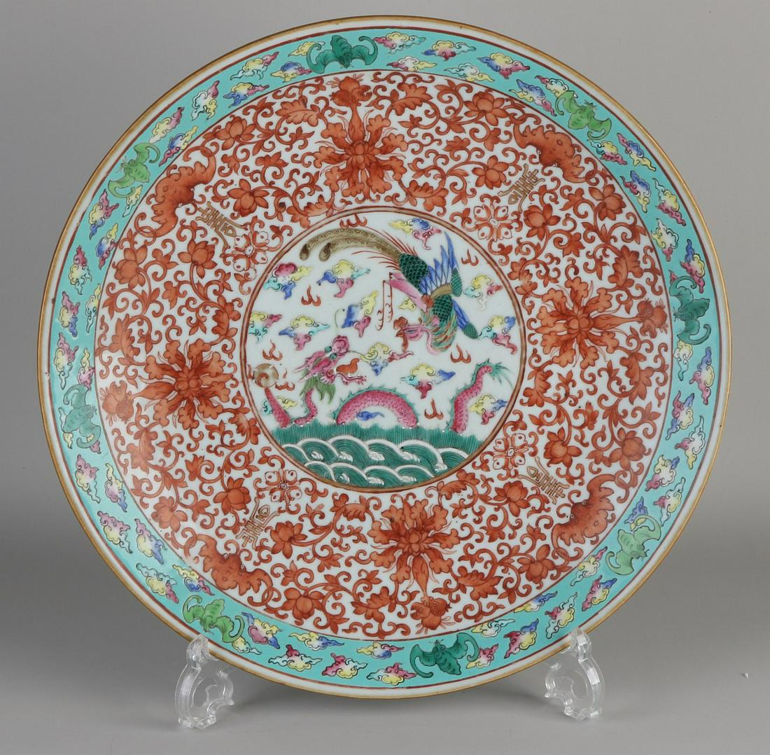 Large 18th century Chinese porcelain Kang Xi dish with (1 of 2)