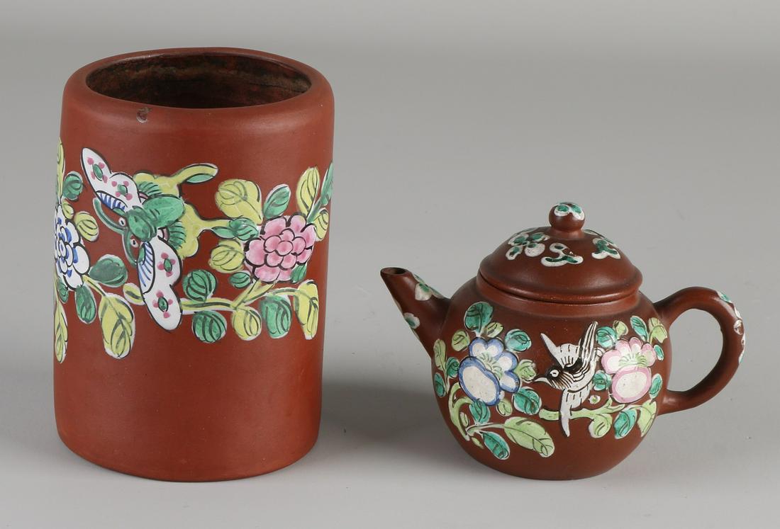 Two parts of Chinese Yixing. Pottery.  (1 of 3)