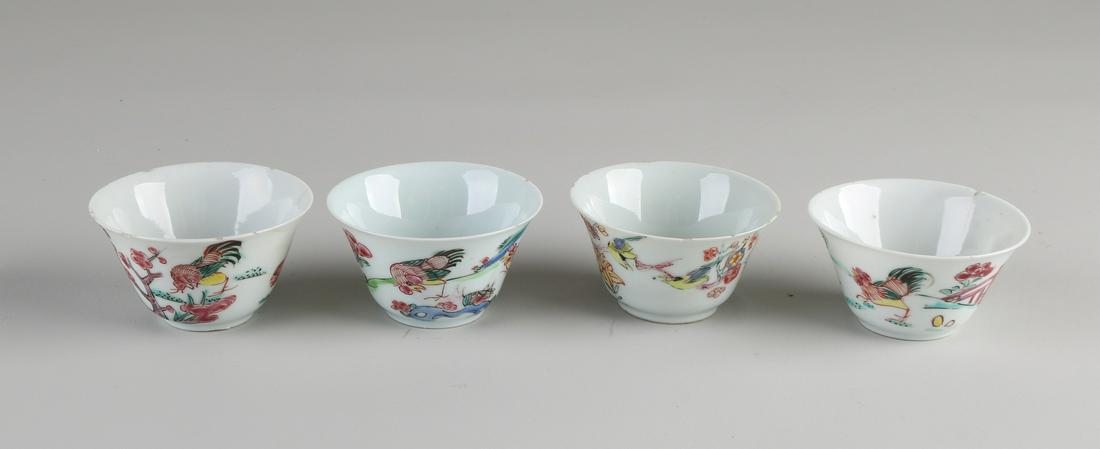 Four antique Chinese porcelain chicken cups. 19th (1 of 3)