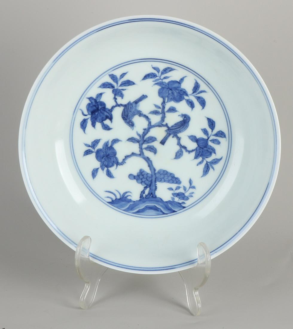 Chinese porcelain plate with birds in fruit tree (1 of 2)
