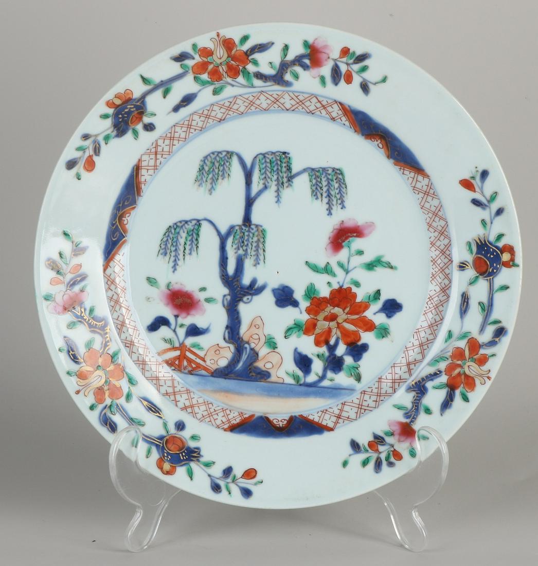 18th Century Chinese porcelain Imari plate with garden (1 of 2)