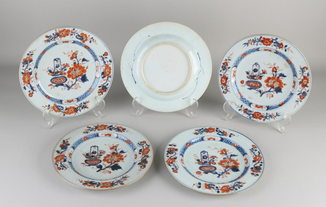 Five 18th century Chinese Imari porcelain plates with (1 of 1)