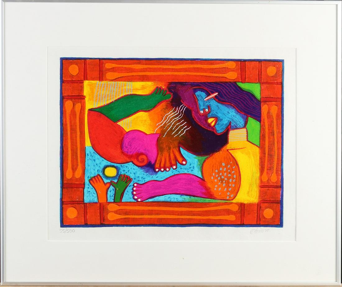 Clemens Briels, Fantasy show: Clemens Briels. No. 55/500. Colorful fantasy scene. Lithograph on paper. Dimensions: H 35 x W 45 cm. In good condition.