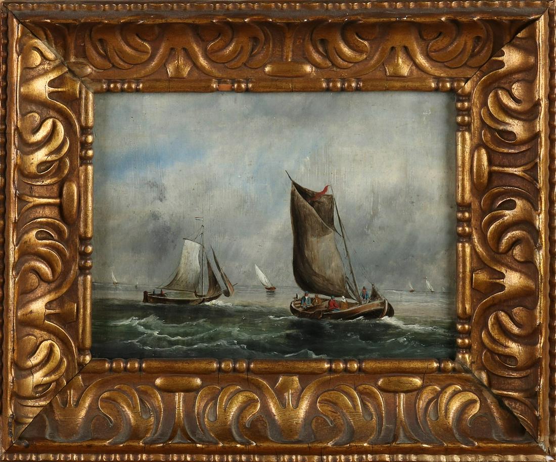 Dutch School, Flat-bottomed boats at sea (1 of 1)